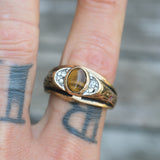 Vintage Gold Plated Tigers Eye Signet Ring 12.75
