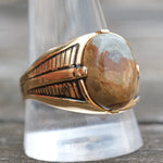 Vintage Gold Plated Picture Stone Signet Ring 12.5
