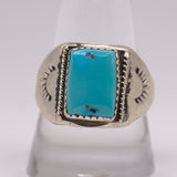 Vintage Sterling Turquoise Stamped Band Ring 10.75