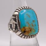 Vintage Sterling Turquoise Horseshoe Ring 9.25