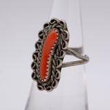 Vintage Sterling Coral Ring 6