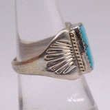 Vintage Sterling Turquoise Stamped Band Ring 8