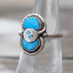 Vintage Sterling Effie Turquoise Snake Ring 5.75