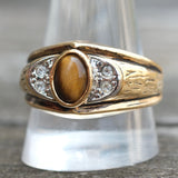 Vintage Gold Plated Tigers Eye Signet Ring 12.5