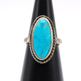 Vintage Sterling Turquoise Roper Ring 5.5