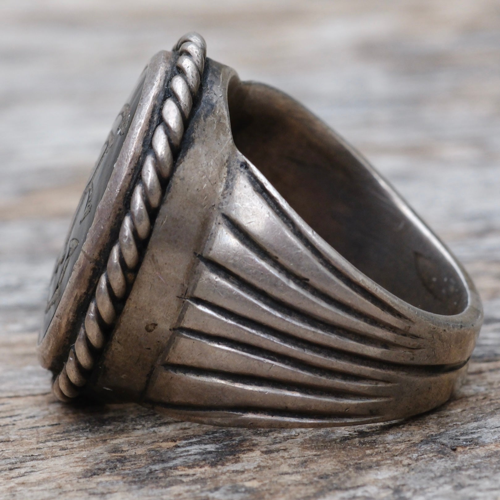Vintage Sterling FJG Initial Ring 8.75