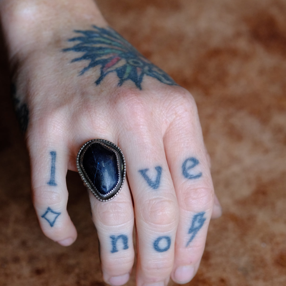 Vintage Sterling Lapis Ring 6.5