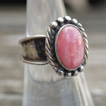 Vintage Sterling Rhodonite Roper Ring 7