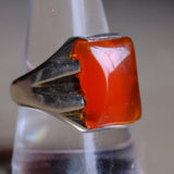 Vintage Sterling Red Agate Signet Ring 10.5