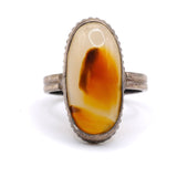 Vintage Sterling Agate Ring 4.75