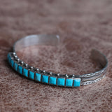 Vintage Sterling Turquoise Inlay Cuff