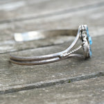 Vintage Sterling Blue Gem Feather Cuff