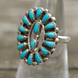 Vintage Sterling Turquoise Cluster Ring 6.25