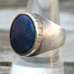 Vintage Sterling Lapis Signet Ring 9.5