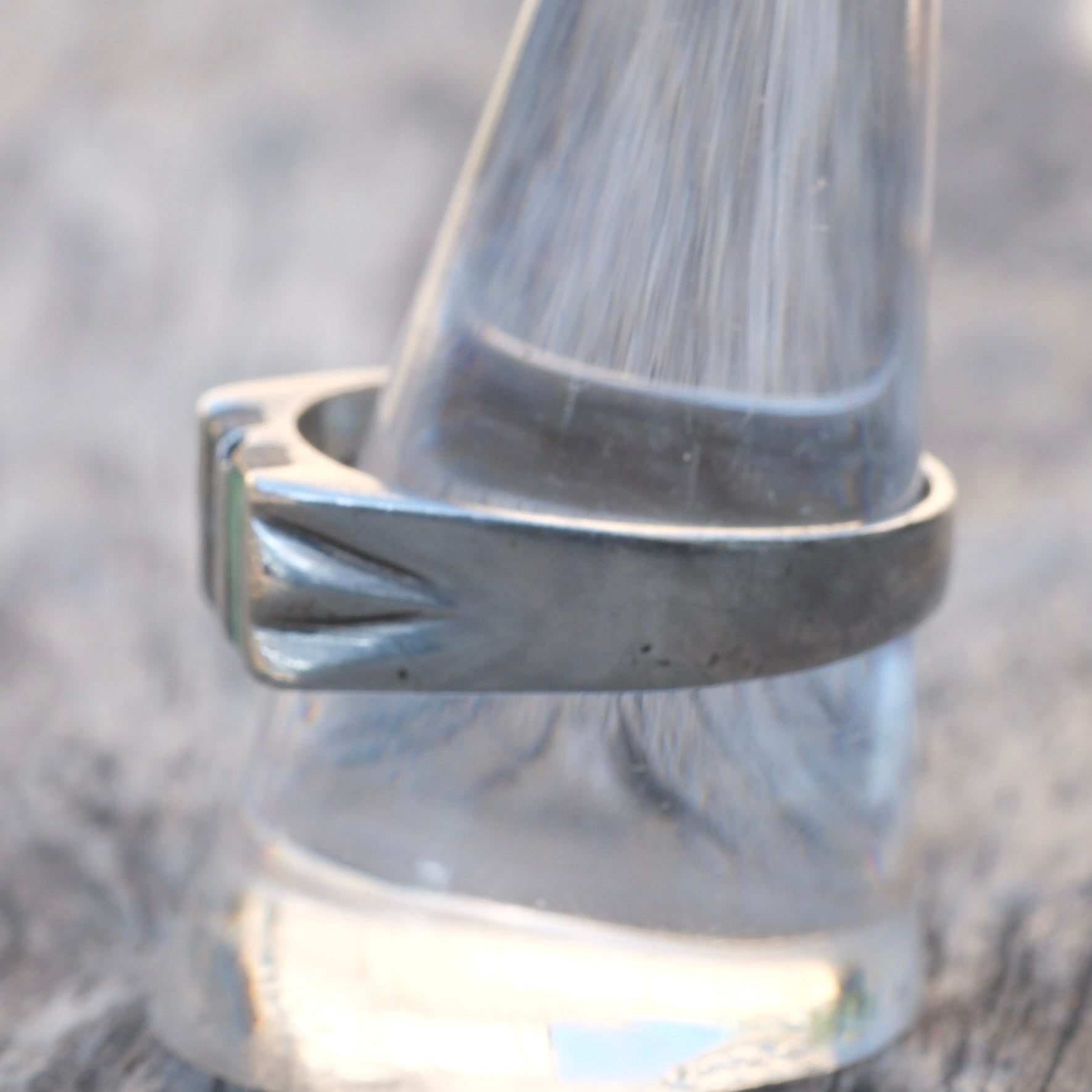 Vintage Sterling Abalone Inlay Striper Ring 10.75