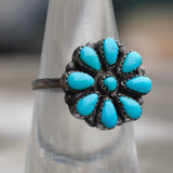 Vintage Sterling Turquoise Cluster Ring 6
