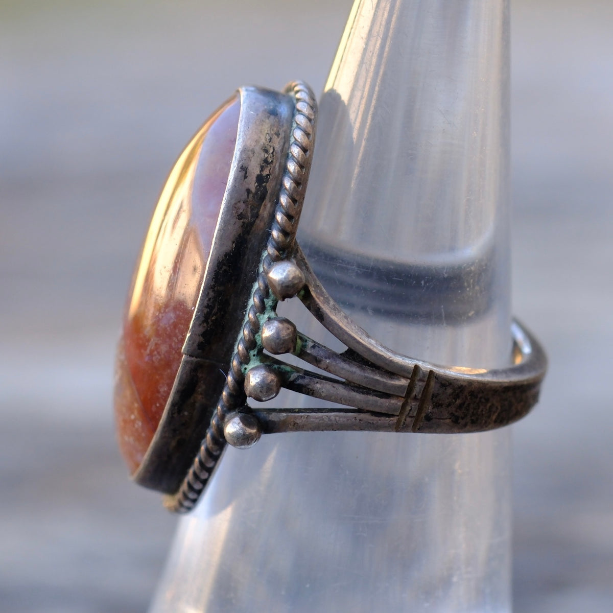Vintage Sterling Jasper Ring 4.5