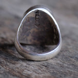 Vintage Sterling Zuni Inlay Turquoise and Mother Of Pearl Ring 10.25