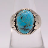 Vintage Sterling Turquoise Stamped Band Ring 8.25