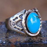 Vintage Sterling Turquoise Lucky Horseshoe Ring 13