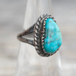 Vintage Sterling Turquoise Roper Ring 5