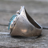Vintage Sterling Turquoise Feather Ring 9.5