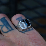 Vintage White Bronze Playboy Signet Ring 6.5