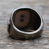 Vintage Sterling USN Abalone Signet Ring 10