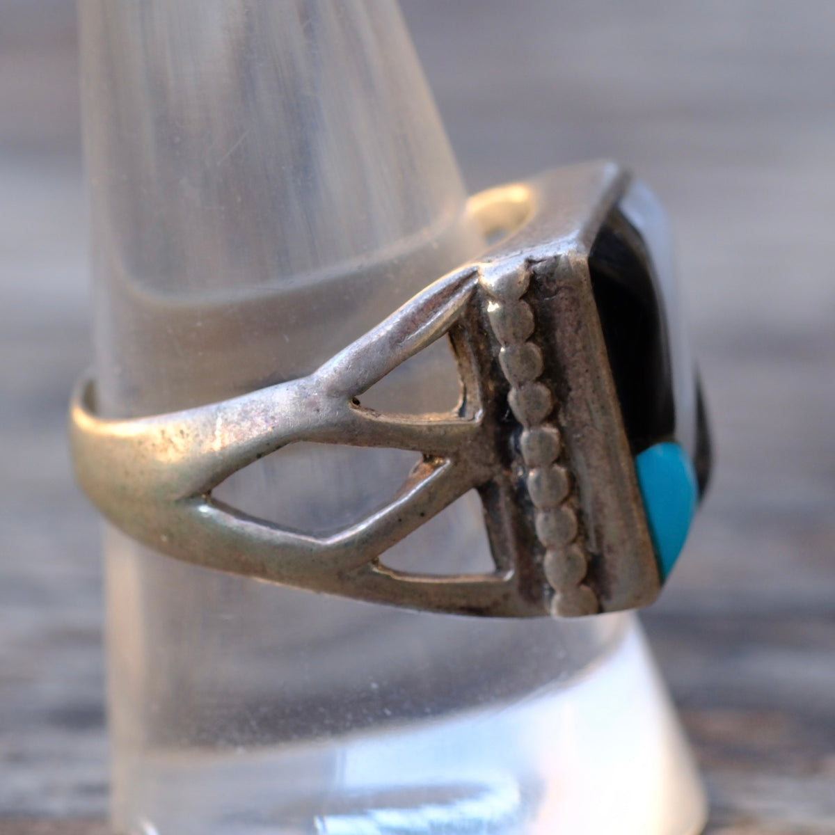 Vintage Sterling Multistone Inlay Sunrise Ring 10.5