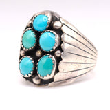 Vintage Sterling Turquoise Cluster Ring 10.5