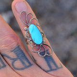 Vintage Sterling Turquoise Floral Ring 4