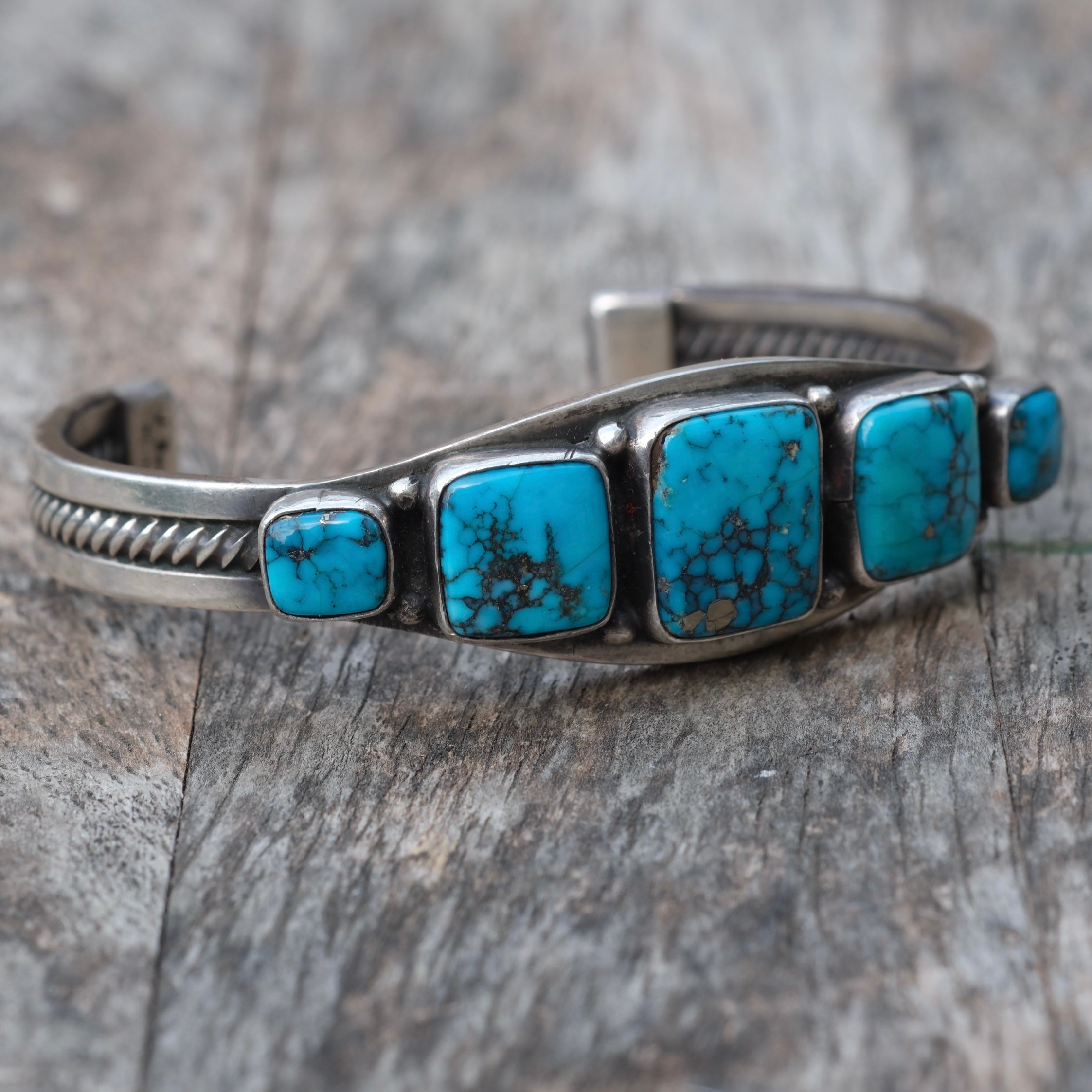 Vintage Sterling 5-Stone Turquoise Bracelet