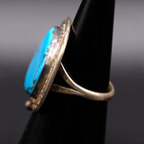Vintage Sterling Turquoise Roper Ring 6.75