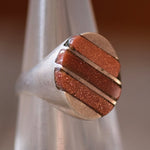 Vintage Sterling Goldstone Inlay Striper Ring 5.5