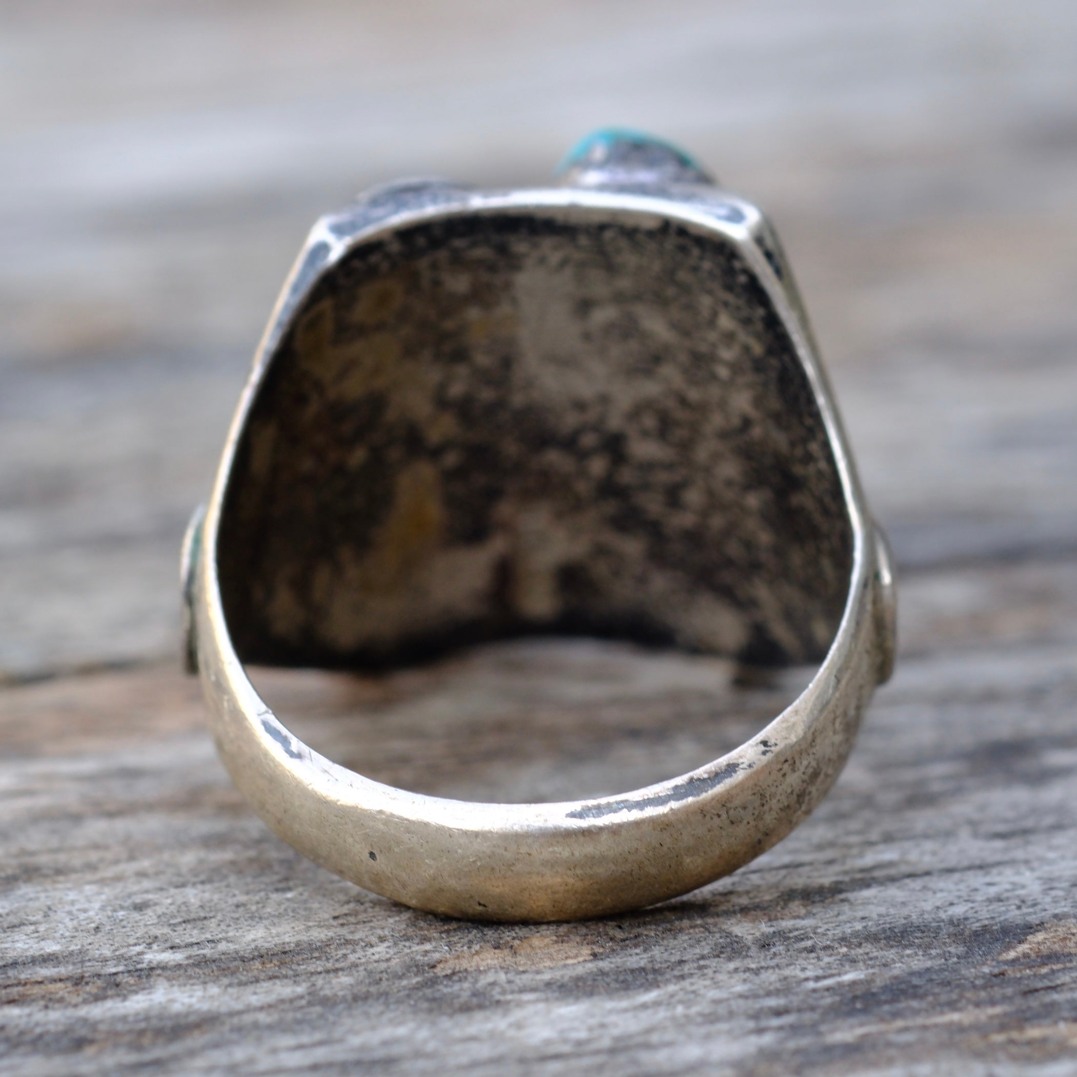 Vintage Sterling 2-Stone Turquoise Ring 10.5