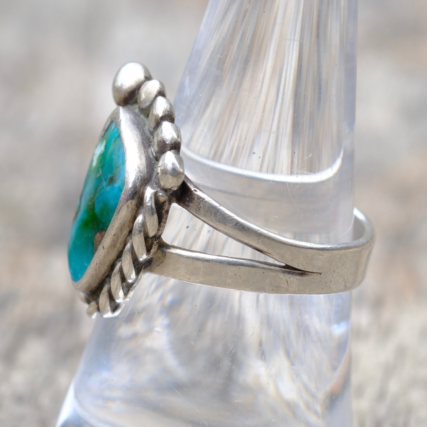 Vintage Sterling Turquoise Ring 7.75