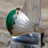 Vintage Sterling Malachite Ribbed Band Ring 10