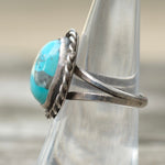 Vintage Sterling Turquoise Roper Ring 6.75