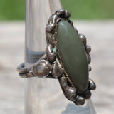 Vintage Sterling Jade Ring 6.25