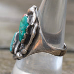Vintage Sterling Turquoise and Coral Ring 8.75