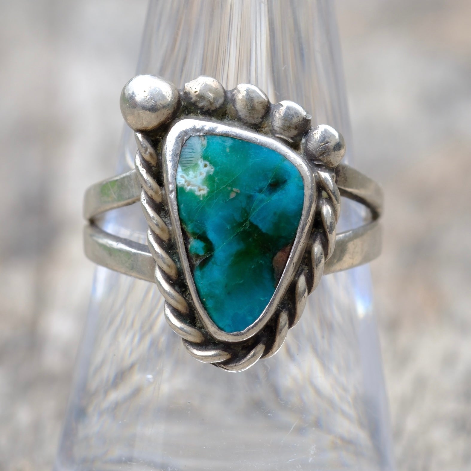 Vintage Sterling Turquoise Ring 7.75