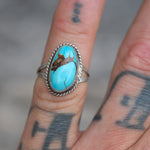 Vintage Sterling Turquoise Roper Ring 4.5