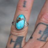 Vintage Sterling Turquoise Roper Ring 4.5