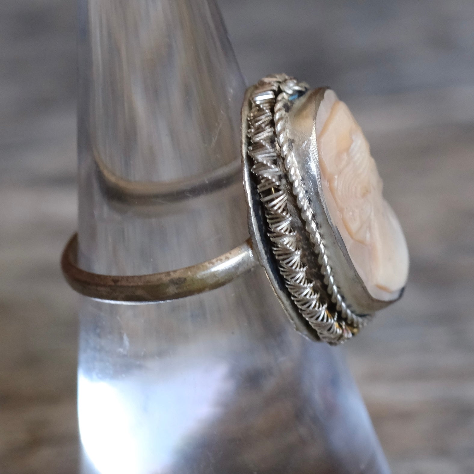 Vintage Sterling Carved Cameo Ring 7