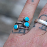 Vintage Sterling Turquoise Overpass Ring 5