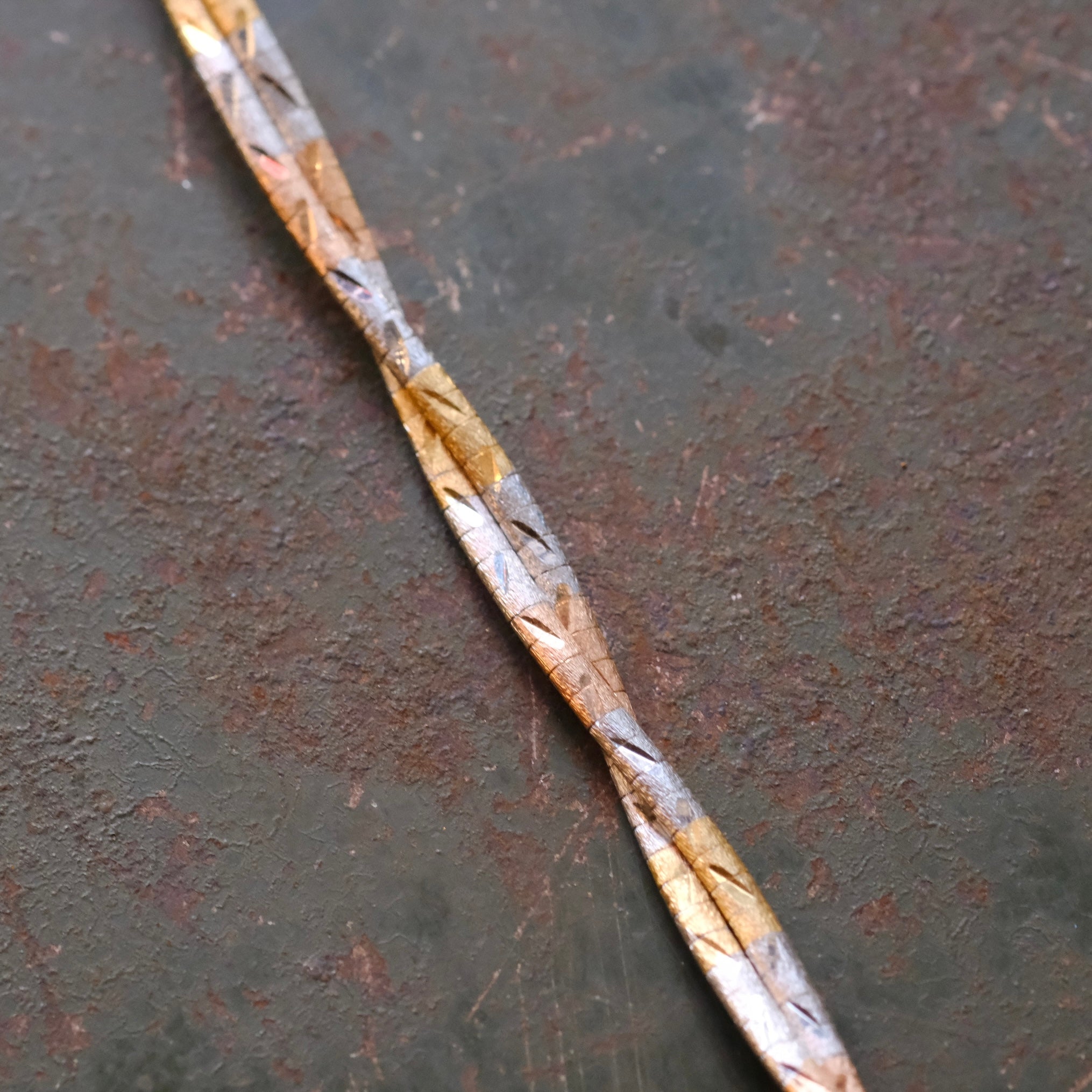 Vintage 2-Toned Sterling Braided Herringbone Bracelet