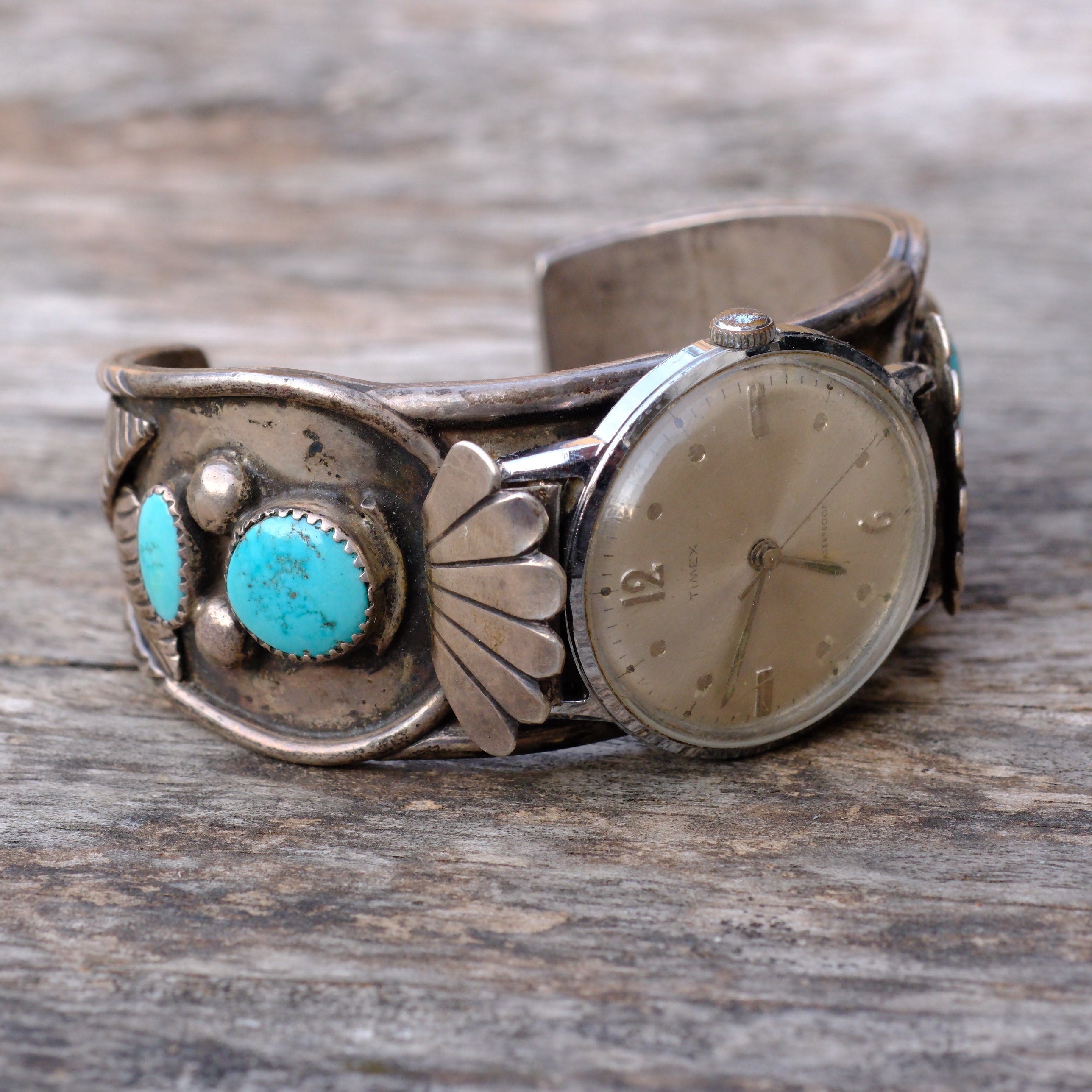 Vintage Sterling Turquoise Cuff Watch Cuff Bracelet
