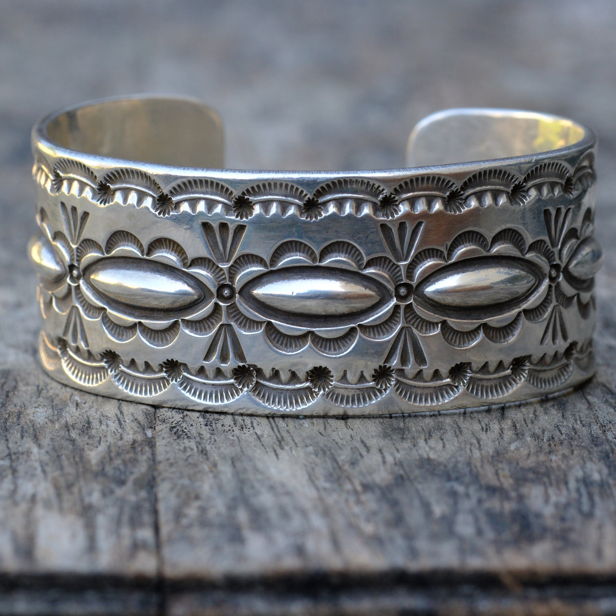 HEAVY Vintage Sterling Hand Stamped Cuff Bracelet C. LEE