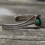 Vintage Sterling Turquoise Feather Cuff