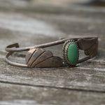 Vintage Sterling Turquoise Feather Cuff